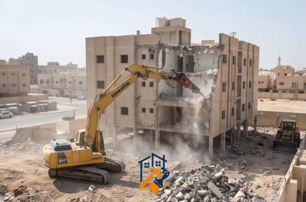 هدم مبنى سكني في الدمام